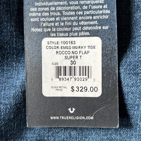 Band New Original Tags, True Religion Rocco Relaxed Skinny, Size 30 W - Picture 9 of 9